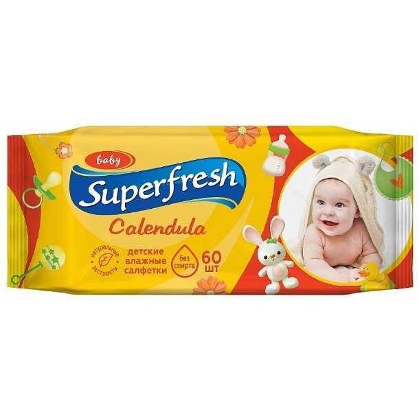 Влажные салфетки Ultra Fresh Baby для детей и мам с клапаном (60 шт.)