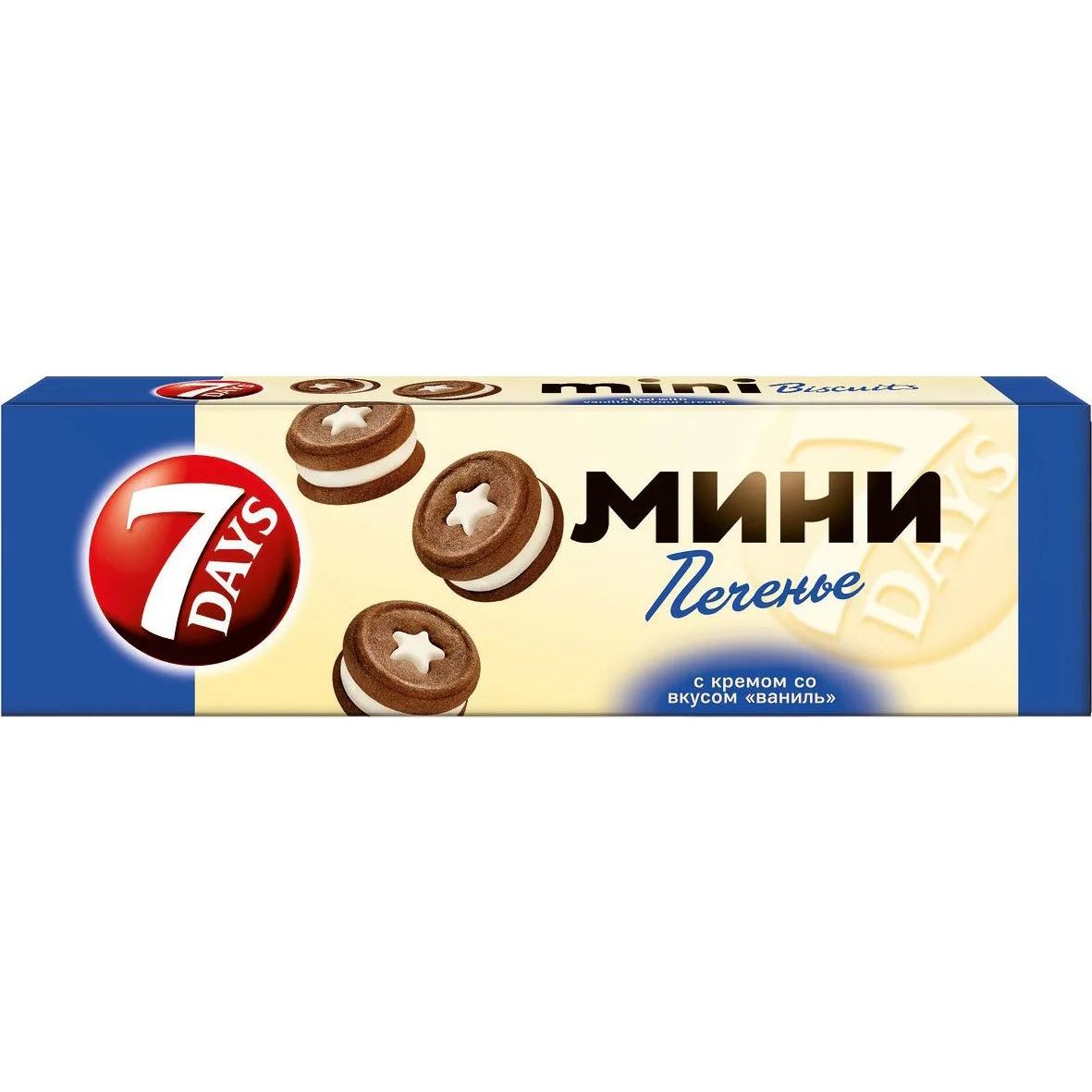 Купить оптом Печенье 7Days, мини, с кремом, со вкусом ваниль, 100 г на MAY24