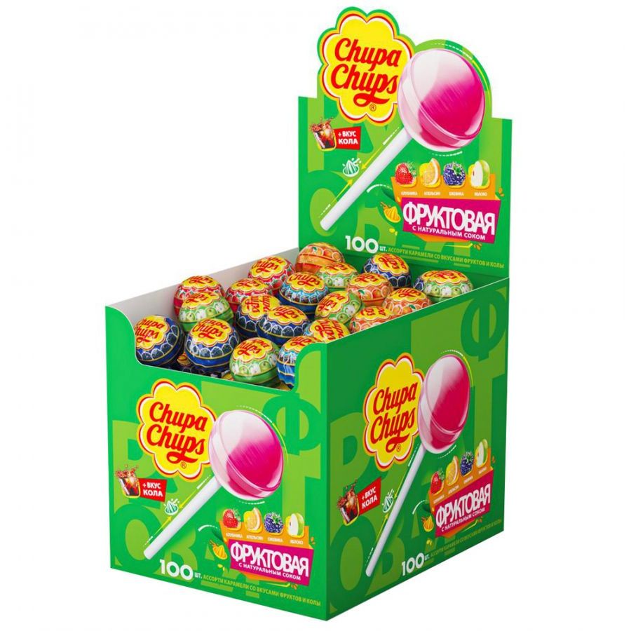 Карамель chupa chups шоубокс Тропик ассорти 12гр