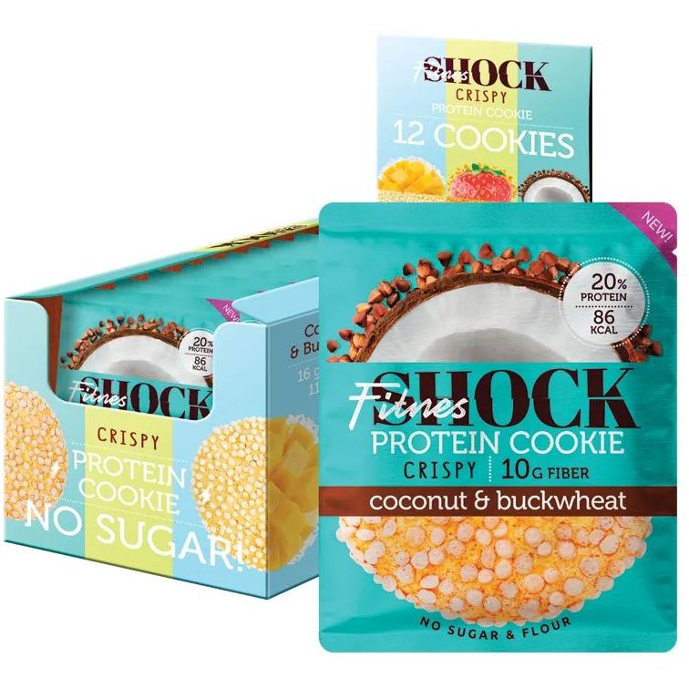 Протеиновое печенье Fitness Shock. Печенье протеиновое "fitnesshock" Кокос-гречка, 30 гр. Fitnesshock - Protein cookie Crispy, 30 г. Протеиновое печенье Crispy ассорти.