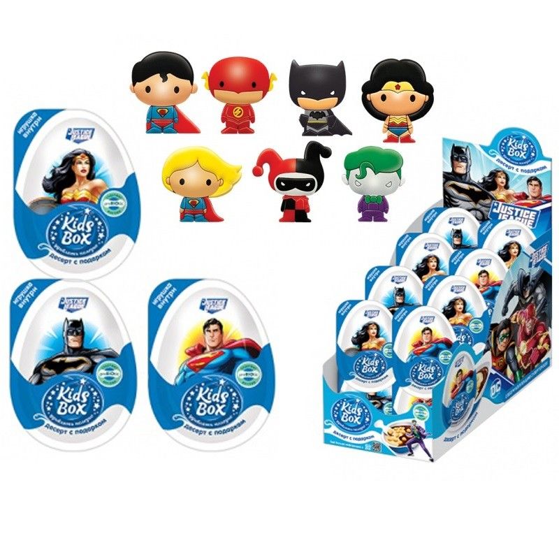 Десерты кидс бокс. Kids Box DC Justice League десерт с подарком 6бл/16шт 20г. Kids Box десерт с подарком 20г. Яйцо /Конфитрейд/ "DC Justice League" шоколадное с подарком 20*6*24 /49941. Kids Box десерт с игрушкой 6/16, 20г.