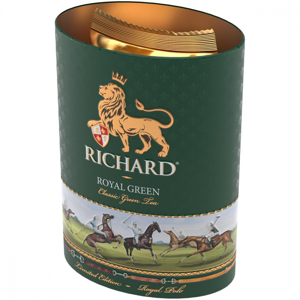 Royal green. Чай зеленый Richard Royal Green. Чай зеленый Richard Royal Green подарочный набор. Richard Royal Green 100 г. Чай зеленый Richard Royal Green Polo подарочный набор.