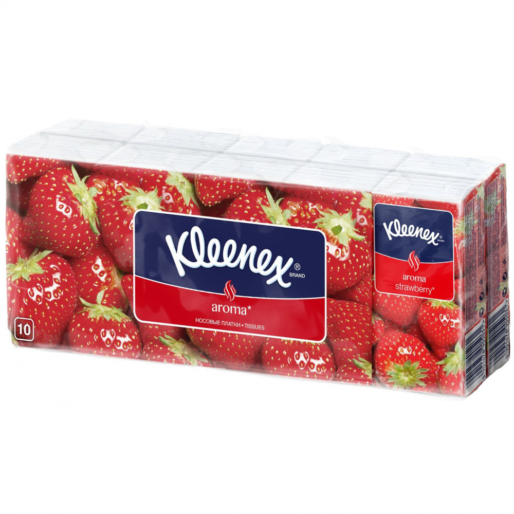 Платки носовые ароматизированные Kleenex клубника (Strawberry)*1*10шт