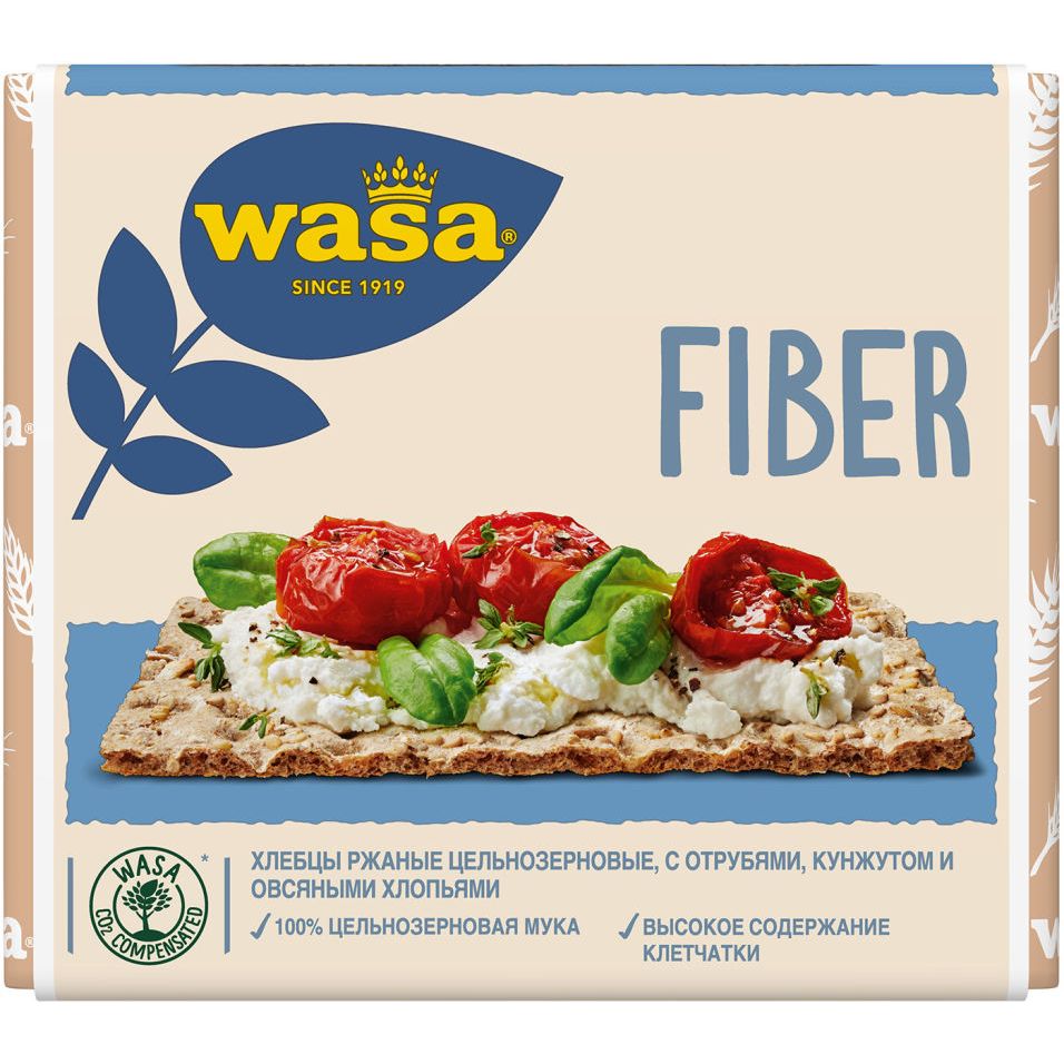 Купить оптом Хлебцы Wasa Fiber Ржаные с пшеничными отрубями, кунжутом и  овсяными хлопьями, 230 г на MAY24